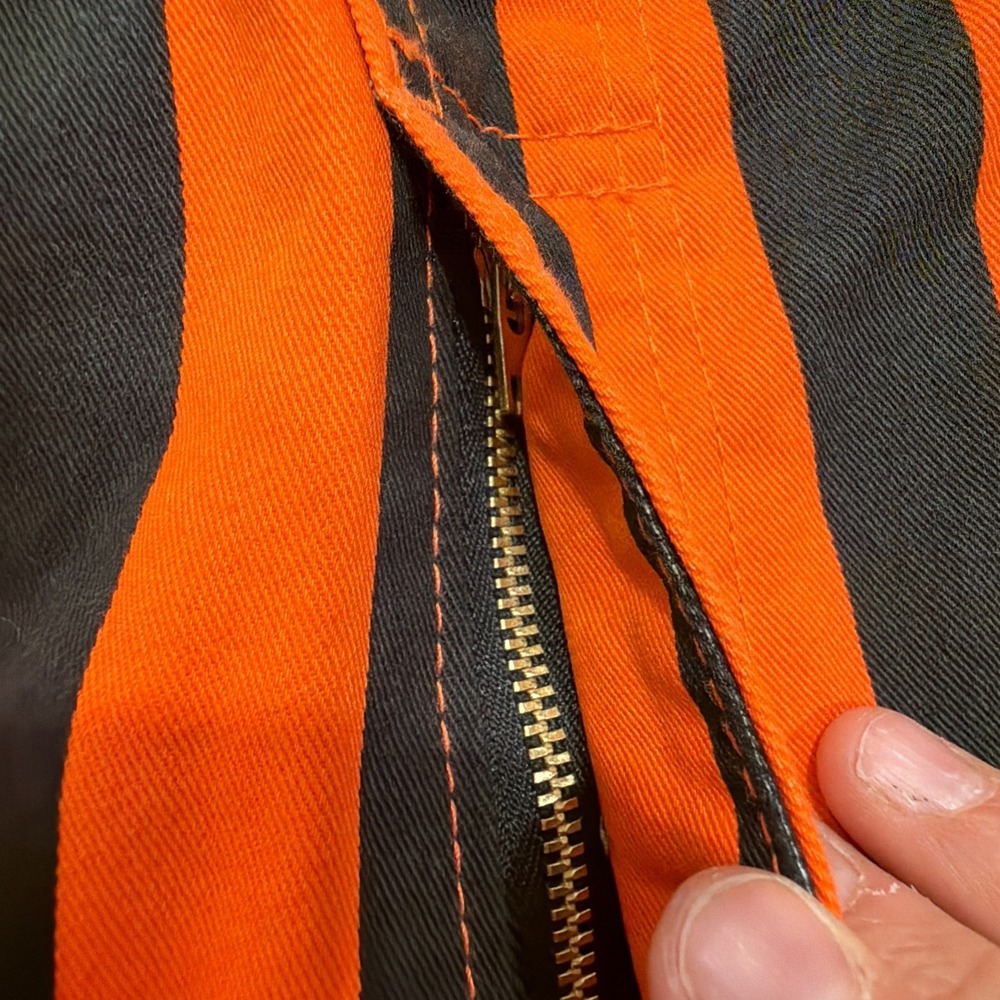Game Bibs Adult Orange/Black College Stripes Overalls Large - Picture 10 of 14
